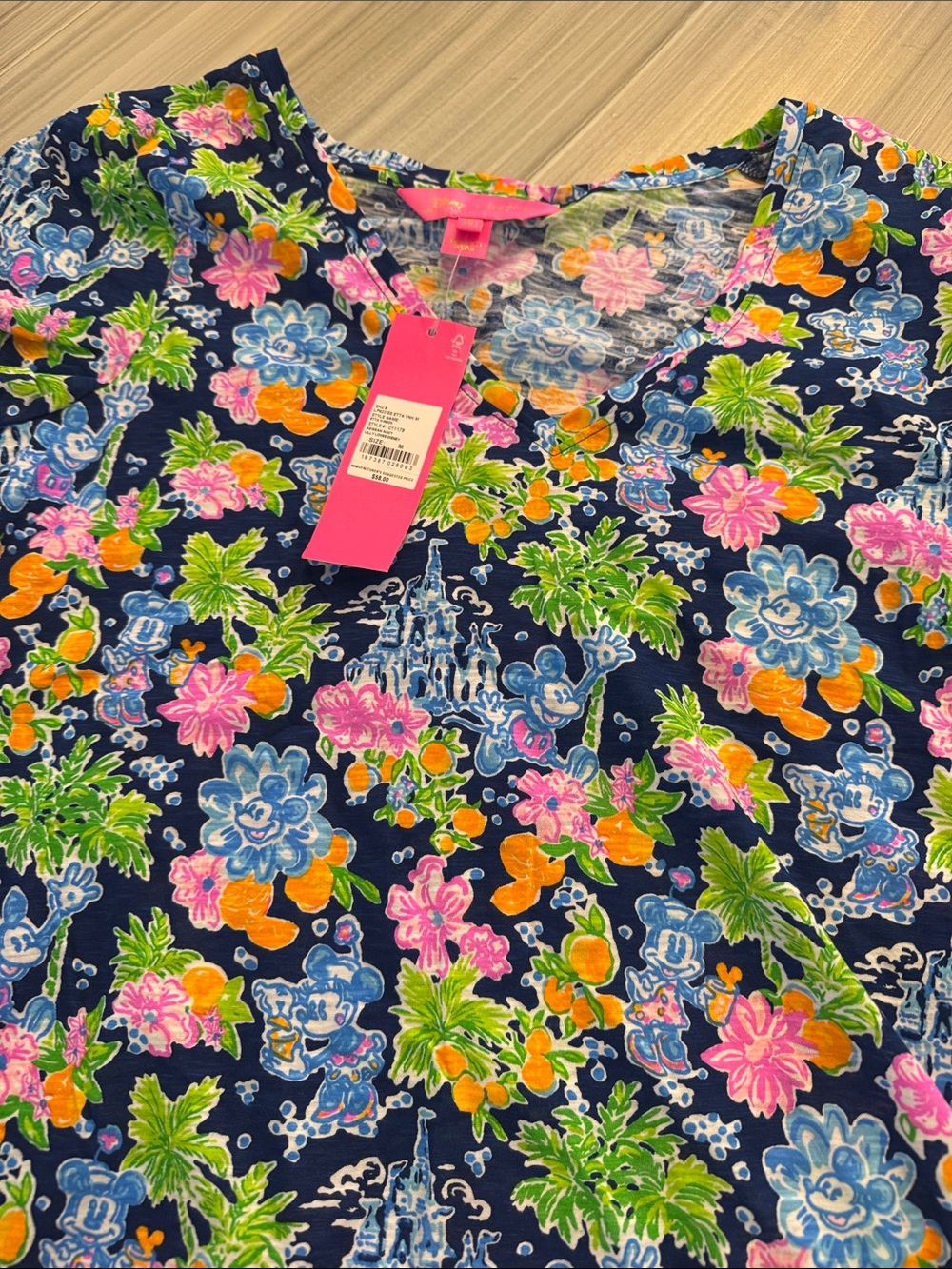 Lilly Pulitzer Navy Floral & Tropical Print V‑Neck Top